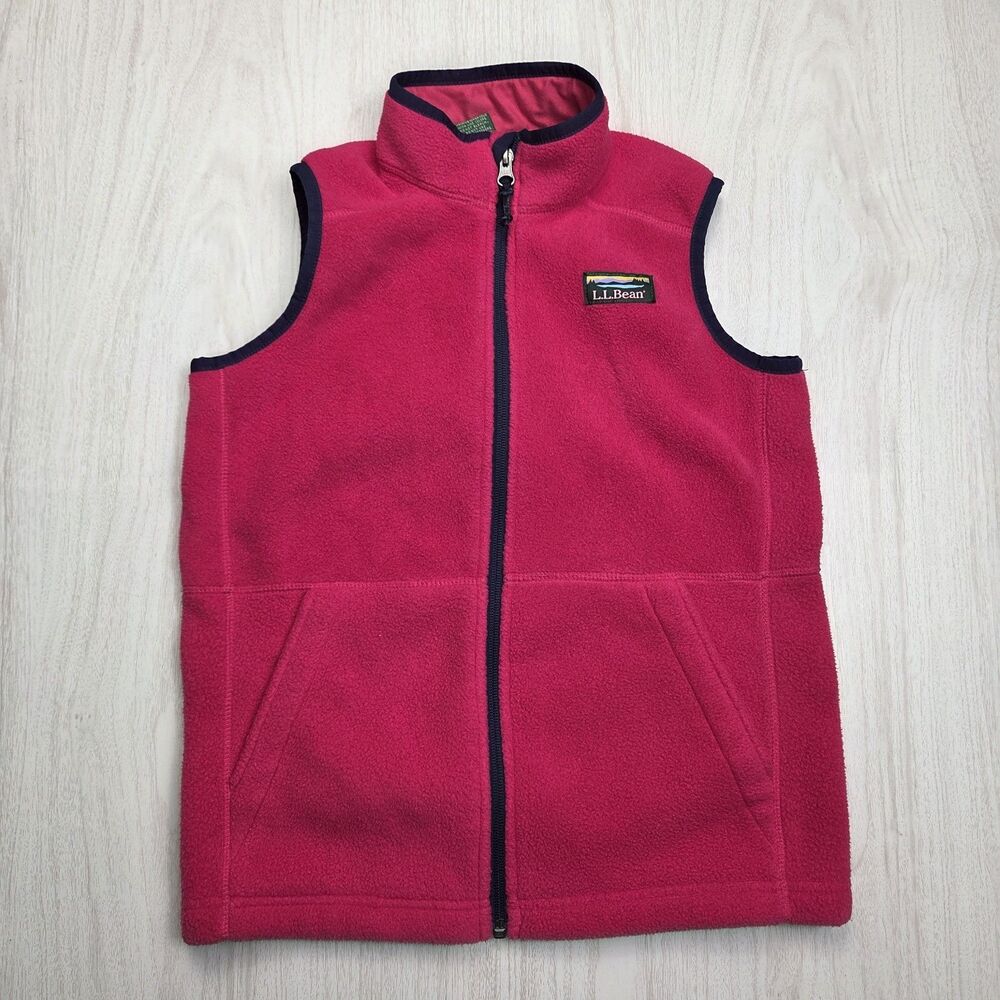 L.L. Bean Kids Mountain Classic Fleece Vest - Bright Pink Girls Medium 10/12